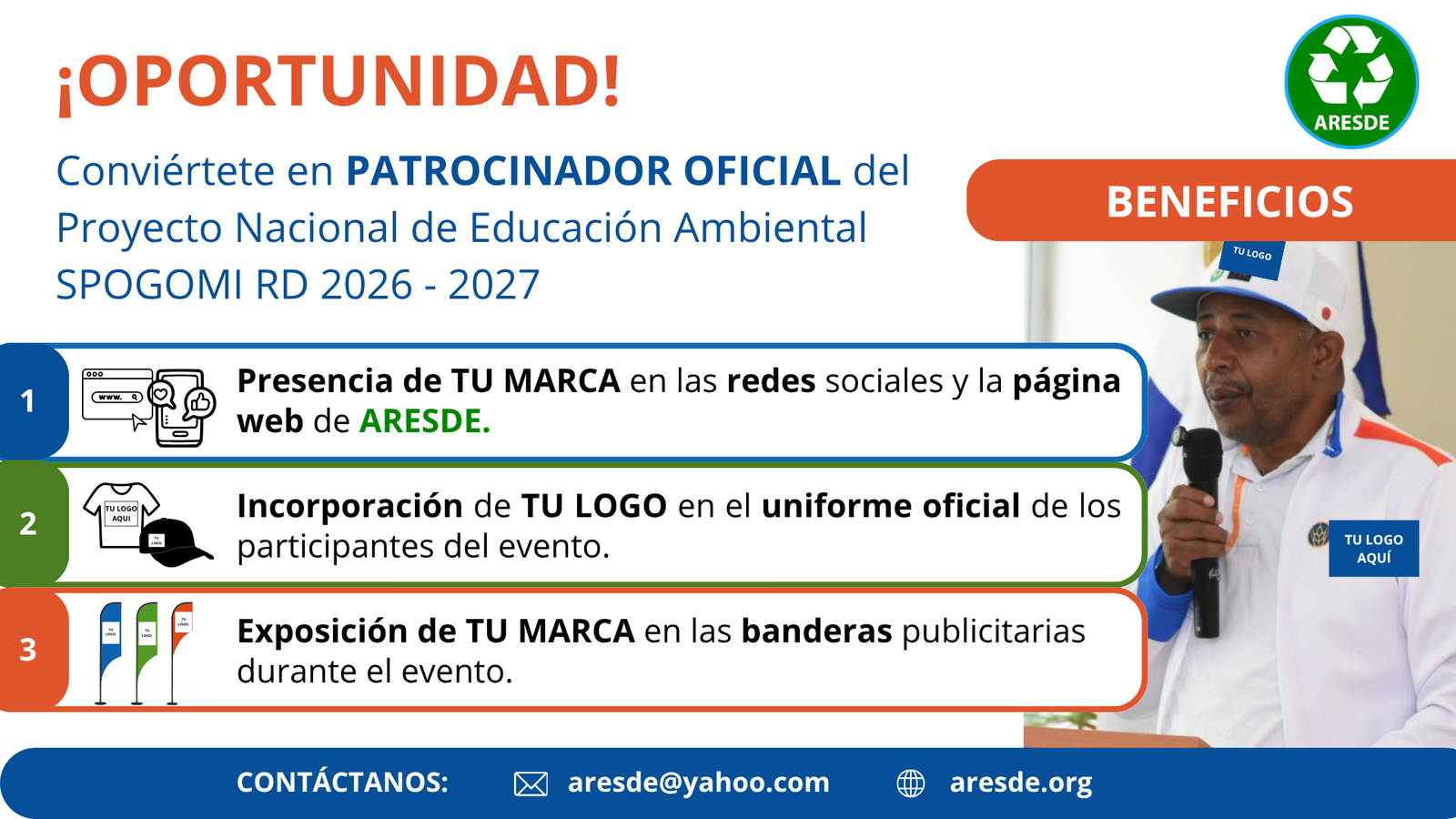 Conviértete en PATROCINADOR OFICIAL del Proyecto Nacional de Educación Ambiental SPOGOMI RD 2026 - 2027